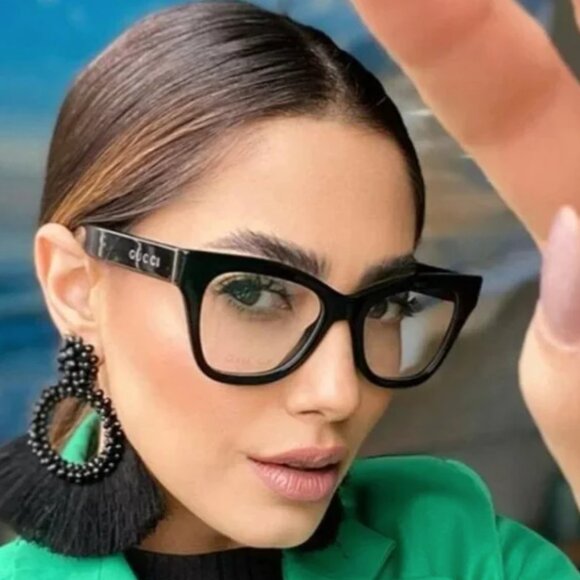 GUCCI GG1133O 001 Cat Eye 52mm Eyeglasses in Black - NIB! - Picture 1 of 13